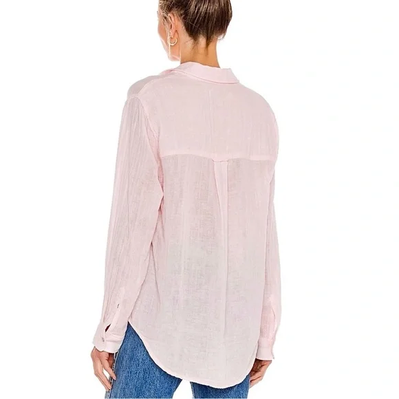 RAILS Ellis Gauze Button Up Shirt S Petal Pink LTD Edition Breast Cancer Spring - Picture 12 of 13
